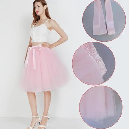 Women's Tulle Midi Skirt with Satin Bow