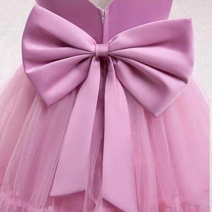 Satin and Tulle Dress for Girls with Deep-V Back - G0109