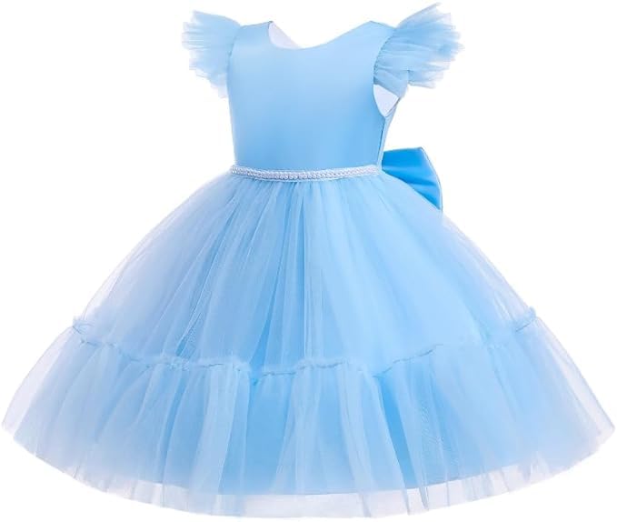 Satin and Tulle Dress for Girls with Deep-V Back - G0109