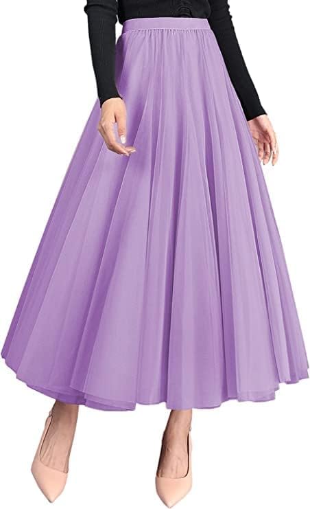 Women's Layered Tulle Skirts A-Line Mesh Midi Lenght Elegant Party