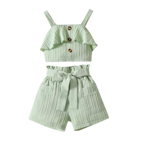 Girls Set Halter Top and Shorts With Belt