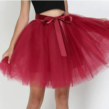 Women's Tulle Midi Skirt with Satin Bow