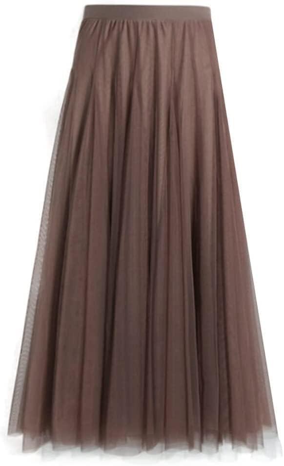 Women's Layered Tulle Skirts A-Line Mesh Midi Lenght Elegant Party