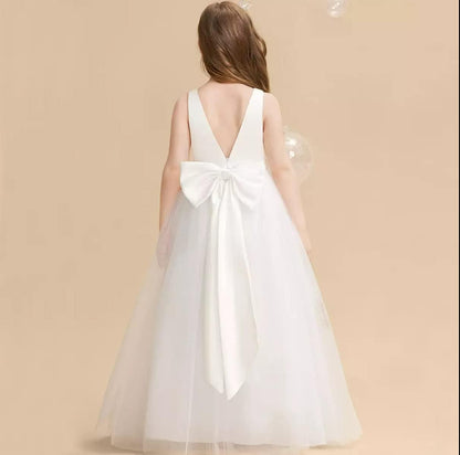 Tulle Bridesmaid Dress Girl Ball Gown with Bow