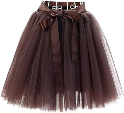 Women's Tulle Midi Skirt with Satin Bow