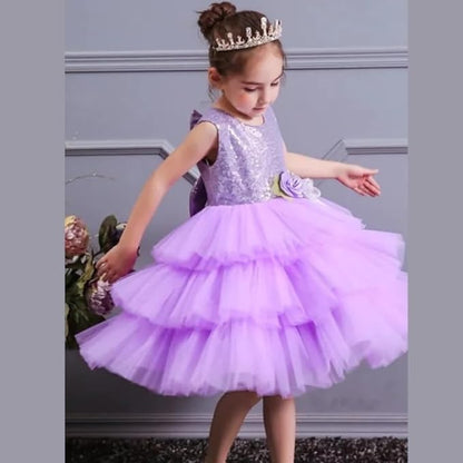 Sparkly Dress for Girls with Layered Tulle Skirt