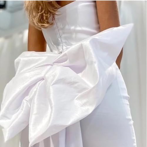 Women's Strapless Satin Mini Dress with Detachable Bow