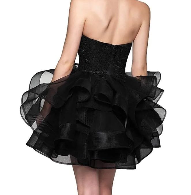 Women's Strapless Black Tulle Cocktail Dress