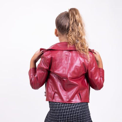 Girl's PU Leather Motorcycle Jacket
