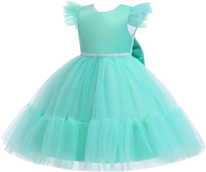 Satin and Tulle Dress for Girls with Deep-V Back - G0109