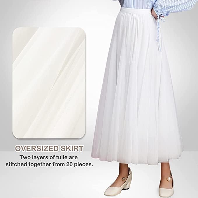 Women's Layered Tulle Skirts A-Line Mesh Midi Lenght Elegant Party