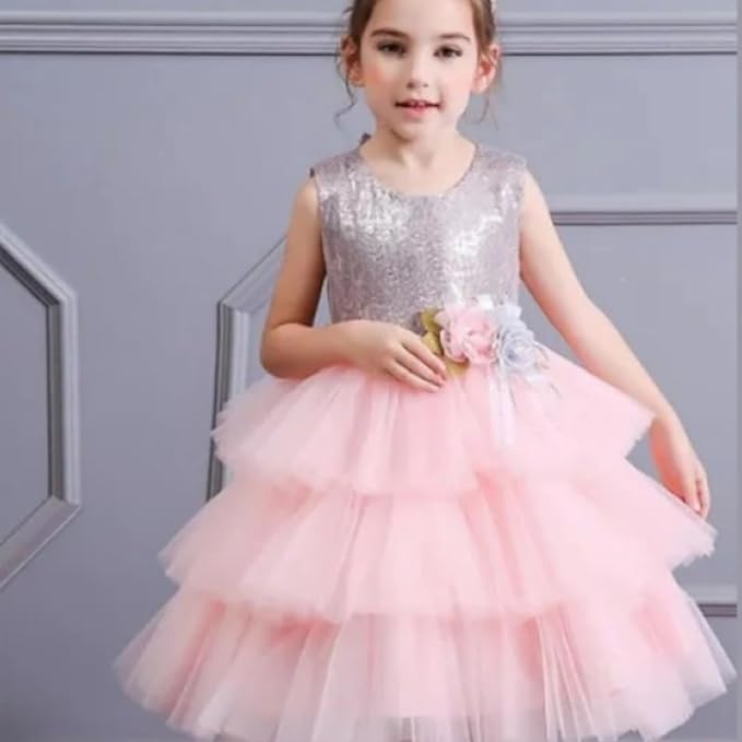 Sparkly Dress for Girls with Layered Tulle Skirt