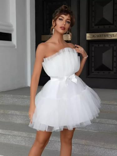 Women's Strapless Tulle Party Dress Summer Special Ocassion