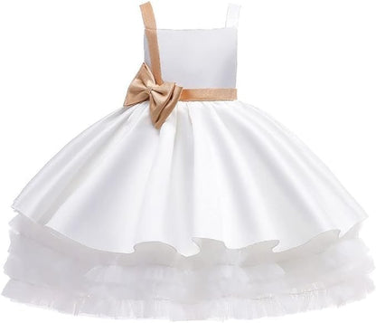 Satin Flower Girl Dress with Bow - Fall dresses for girls