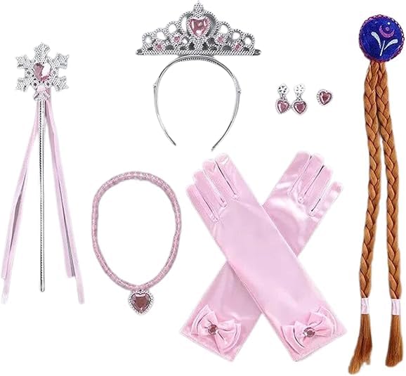 Princess Dress-Up Accessories for Girls – Complete Royal Set with Tiara, Gloves, and Wand