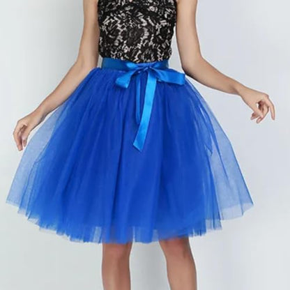 Women's Tulle Midi Skirt with Satin Bow