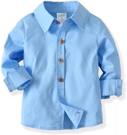 Boys Suit Casual Blue Set Vest + Pants + Light Blue Dress Shirt