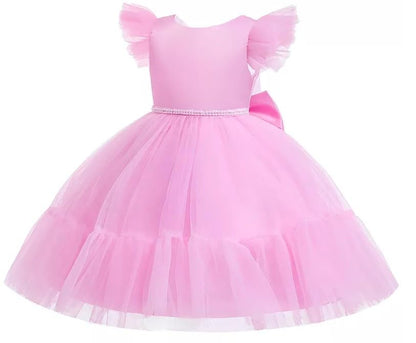 Satin and Tulle Dress for Girls with Deep-V Back - G0109