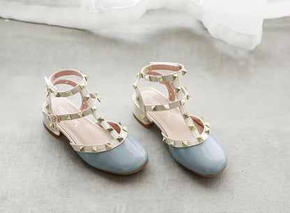 Girls Roman Sandals Low Heels Ankle Strap Summer Sandals - S0043