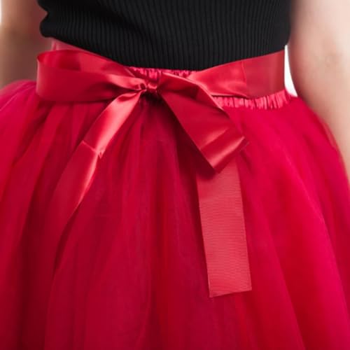 Women's Tulle Midi Skirt with Satin Bow