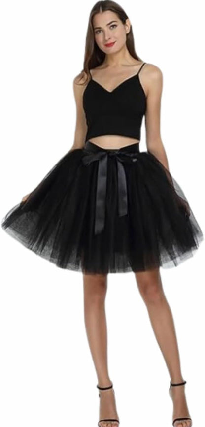 Women's Tulle Midi Skirt with Satin Bow