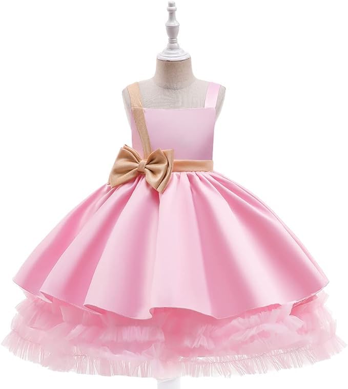 Satin Flower Girl Dress with Bow - Fall dresses for girls