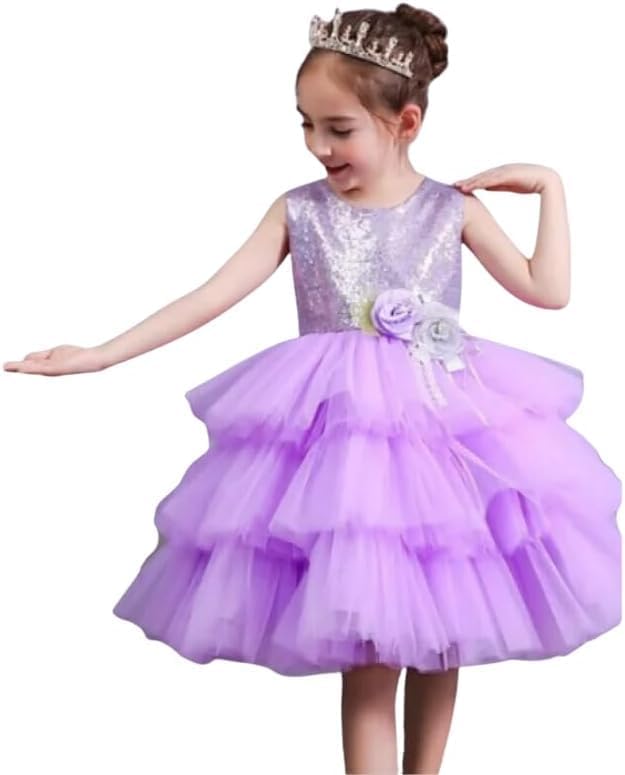 Sparkly Dress for Girls with Layered Tulle Skirt