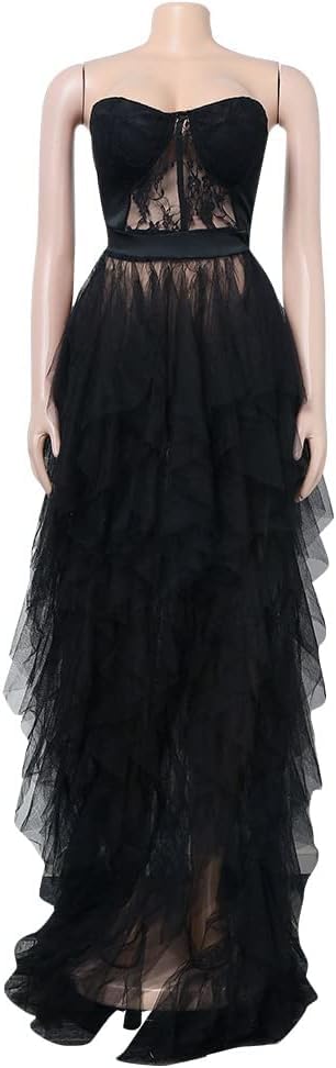 Women's Strapless Tulle Gown with Lace Bodice