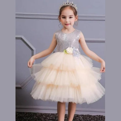 Sparkly Dress for Girls with Layered Tulle Skirt