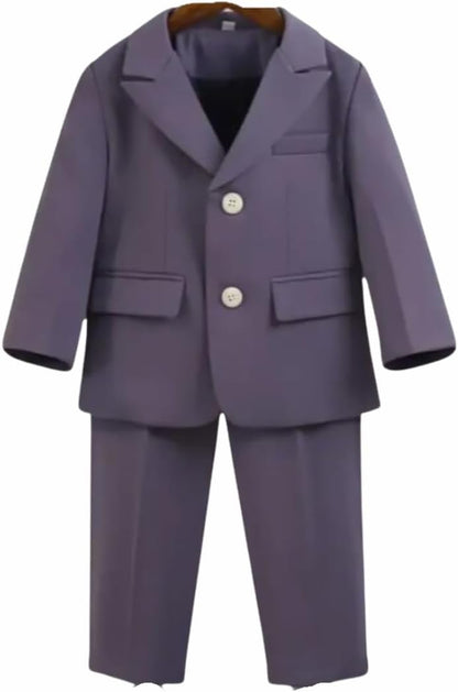 Toddler & Boys Single Breasted Suit | 3pc Set, Solid Dark Colors, Longsleeves, Notched Lapels