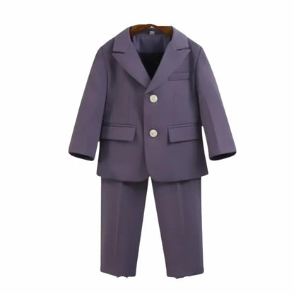 Toddler & Boys Single Breasted Suit | 3pc Set, Solid Dark Colors, Longsleeves, Notched Lapels