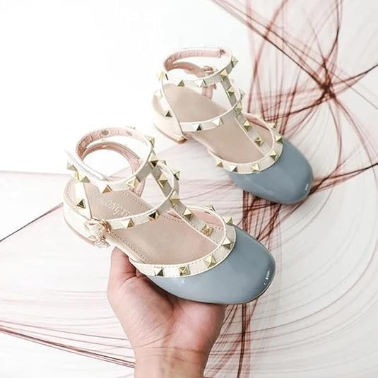 Girls Roman Sandals Low Heels Ankle Strap Summer Sandals - S0043