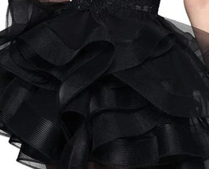 Women's Strapless Black Tulle Cocktail Dress