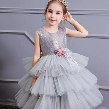 Sparkly Dress for Girls with Layered Tulle Skirt