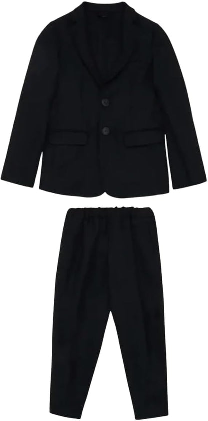 Toddler & Boys Single Breasted Suit | 3pc Set, Solid Dark Colors, Longsleeves, Notched Lapels