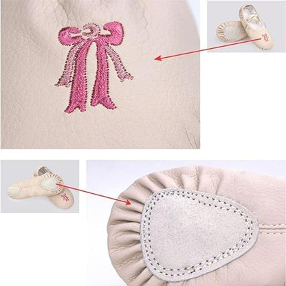 Ballet Dance Shoes for Girls Split Sole Embroidered Bow Design