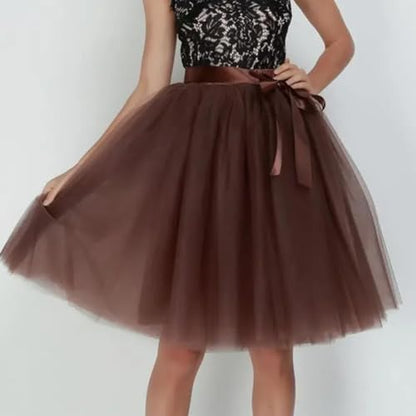 Women's Tulle Midi Skirt with Satin Bow