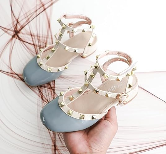 Girls Roman Sandals Low Heels Ankle Strap Summer Sandals - S0043