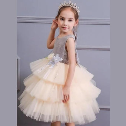 Sparkly Dress for Girls with Layered Tulle Skirt