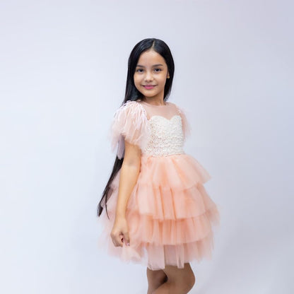 Pearl Puffy Tulle Dress Girls