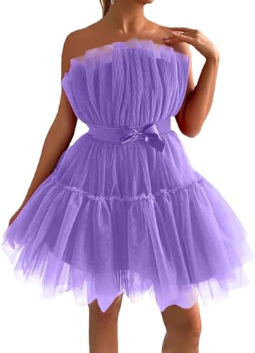 Women's Strapless Tulle Party Dress Summer Special Ocassion