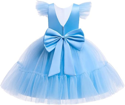 Satin and Tulle Dress for Girls with Deep-V Back - G0109