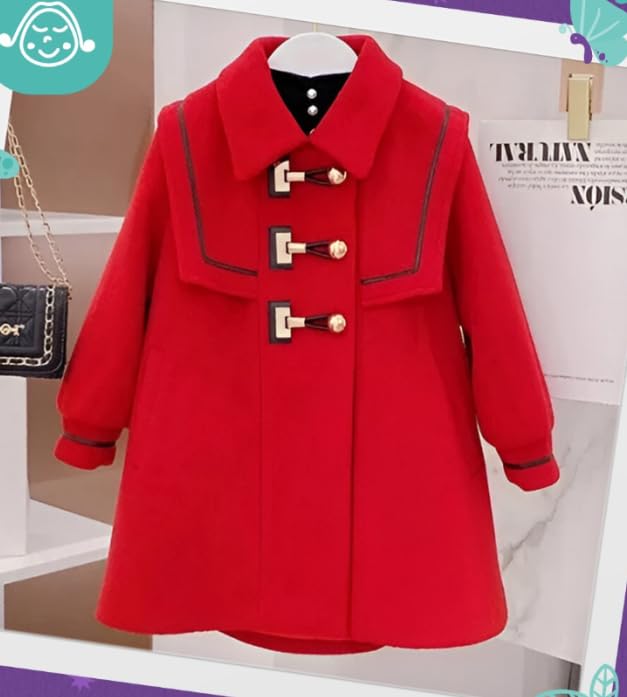 Girls' Stylish Winter Coat – Warm Double-Breasted Jacket with Toggle Buttons