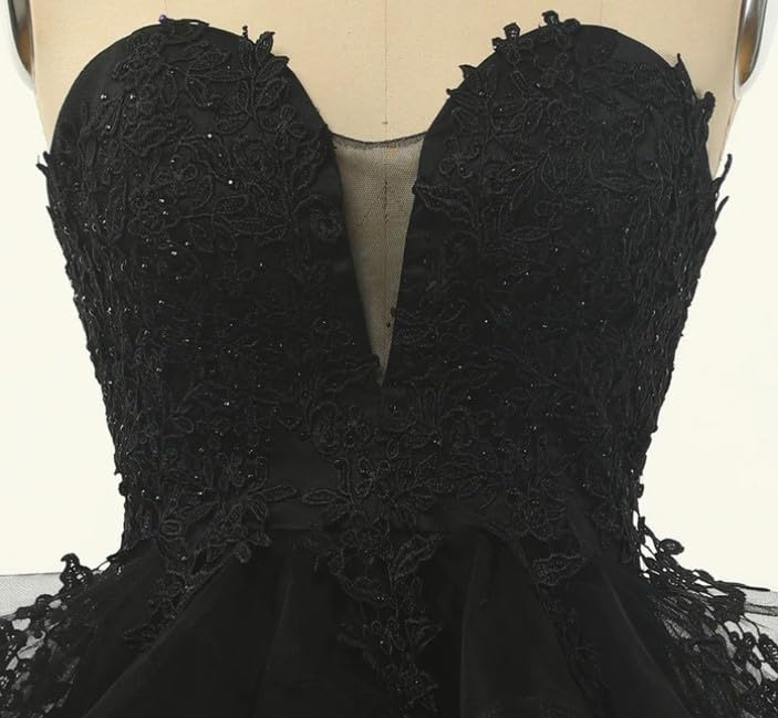 Women's Strapless Black Tulle Cocktail Dress