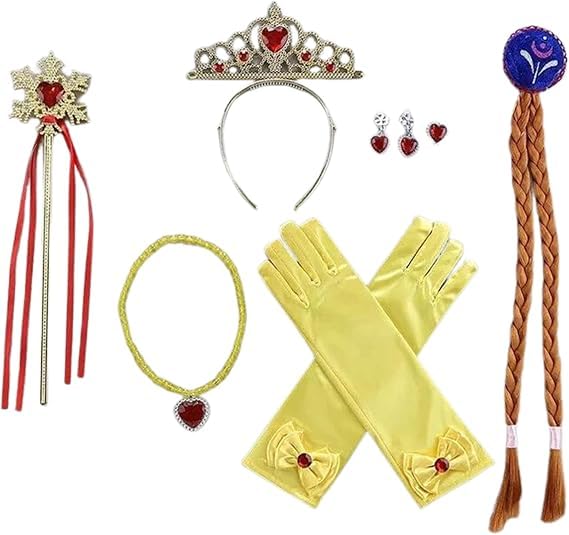 Princess Dress-Up Accessories for Girls – Complete Royal Set with Tiara, Gloves, and Wand