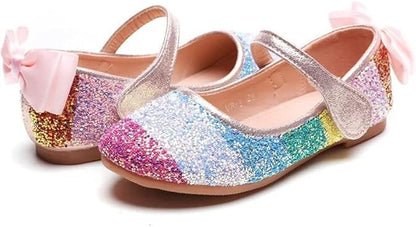 Girl's Rainbow Glitter Mary Jane Shoes Flats Birthday Summer Spring
