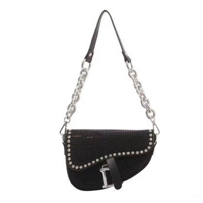 Girls' Rhinestone Shoulder Bag with Chain Strap