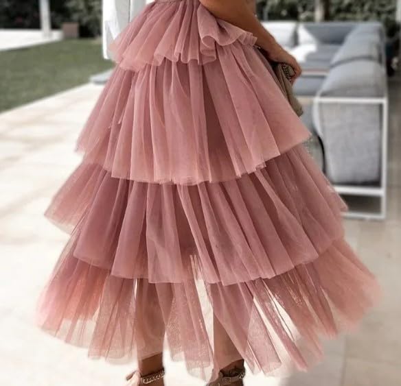 Women's Elegant Strapless Tiered Tulle Dress