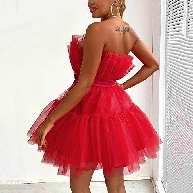 Women's Strapless Tulle Party Dress Summer Special Ocassion