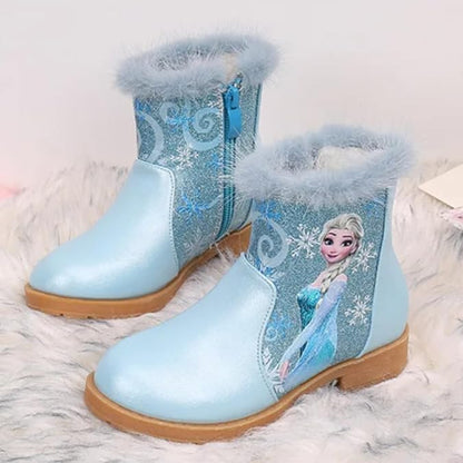 Elsa Princess Design Velvet Winter Boots - S0023